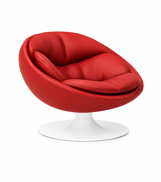Professionele restauratie van de Geoffrey D. Harcourt Apollo Lounge designfauteuil